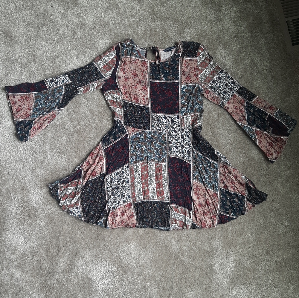 Flowy 70's Unique Quilt Pattern Dress